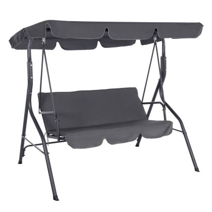 PORCH SWINGER 3-SEATER WITH SUNSHIELD LIKID HM5979.01 METAL FRAME AND FABRIC IN GREY 170x110x153Hcm.