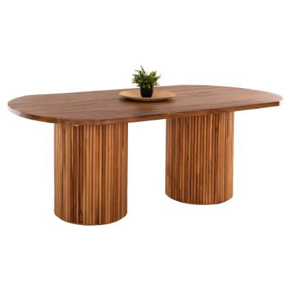 DINING TABLE DREMA HM9893 SOLID TEAK WOOD 200Χ110Χ77.5Hcm. 4cm.TABLETOP THICKNESS