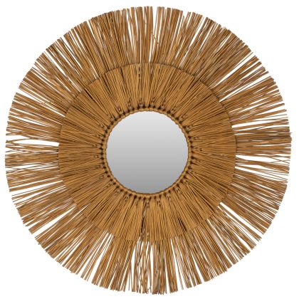 WALL MIRROR ROUND WITH MENDONG GRASS FRAME IN GOLD COLOR Φ65cm.HM7801