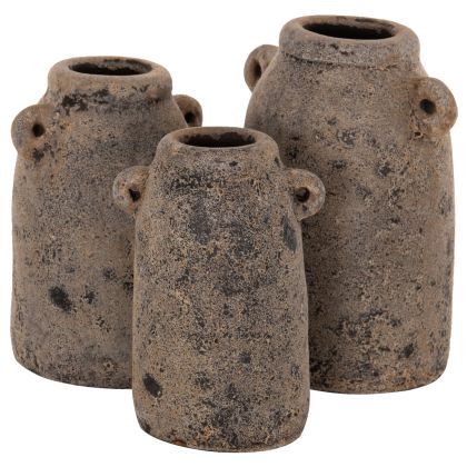 DECOR VASES 3PCS HM7710.11 ANTIQUE GREY TERRACOTTA