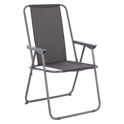 BEACH CHAIR HM5148.01, GREY FABRIC, METAL FRAME, HIGH BACK