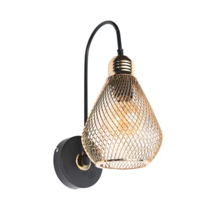 WALL SCONCE HM7639.02, BLACK-GOLD, 25x25x25