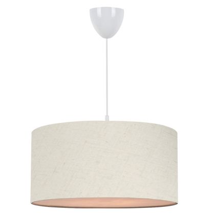 PENDANT CEILING LAMP HM7620.04 ECRU TEXTILE DRUM SHADE