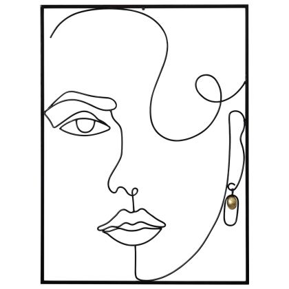WALL DECOR HM7549 BLACK METAL FRAME FEMALE FACE