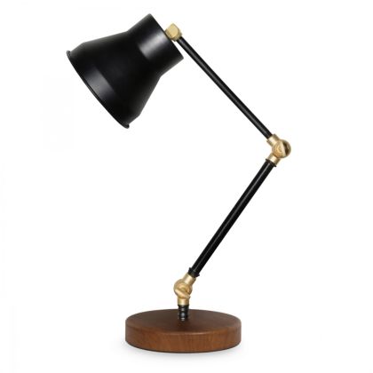 TABLE LAMP HM7585.01 LIGHT BROWN BASE, BLACK ARMS, BLACK CAP