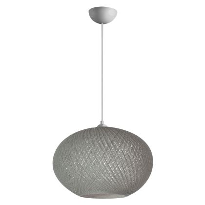 PENDANT CEILING LAMP HM7624.01 GREY OVAL-SHAPED SPHERE, KNITTED ROPE, INDOORS