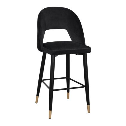 Bar Stool Harper HM8526.04 Velvet Black with metallic frame 50Χ51Χ111cm