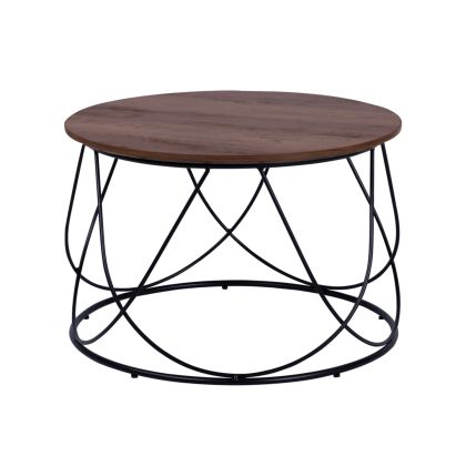 Coffee Table Round MDF TOP with metallic base Φ60x40Ηcm.HM8604