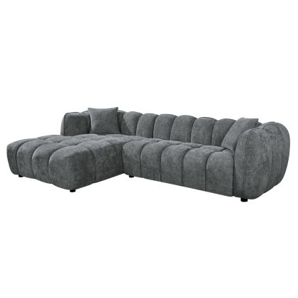 ЪГЛОВ ДИВАН (ЛЯВ) LYKKE - СИВ ПЛАТ -280x89-165x70Всм.
