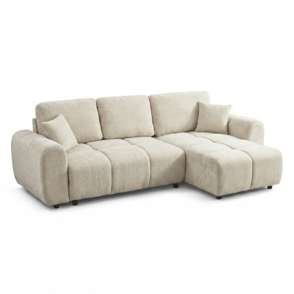 CORNER SOFABED REVERSIBLE GERT HM3349.02 BEIGE CHENILLE FABRIC 252x146x87Hcm.
