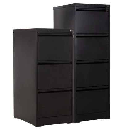 SET 2PCS OFFICE FILING CABINETS SIDER HM10995.01 BLACK METAL