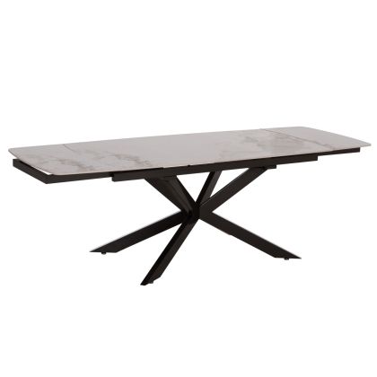 AIRA Extendable Dining Table 165–240 × 90 × 76 cm – White/Brown Marble