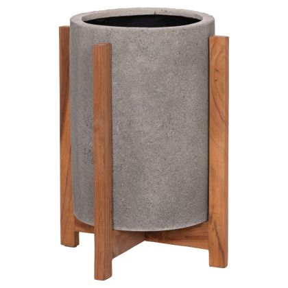 INDOOR POT HOFF HM4682.03S FIBER CEMENT IN GREY--TEAK BASE Φ33x42Hcm