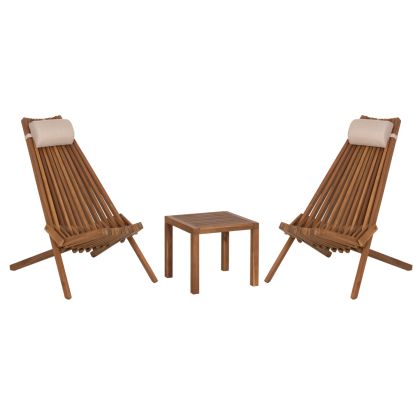 OUTDOOR LOUNGE SET 3PCS SHIGAN HM10993 ACACIA WOOD--HEAD CUSHION IN BEIGE