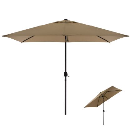 ALUMINUM UMBRELLA HM6029.02 RECTANGULAR TAUPE 262x170x253 cm.