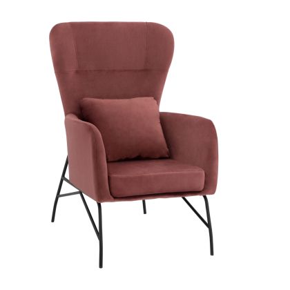 Armchair "DANIA", Velvet Dusty Pink, with metal black leg HM8721.02