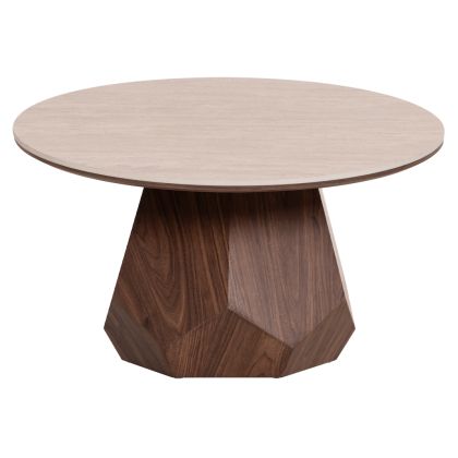 COFFEE TABLE VENERA HM18441 CERAMIC TOP WITH TRAVERTINE STONE LOOK--MDF BASE WALNUT Φ80x42H