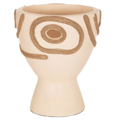 TABLE DECORATIVE VASE DEAN HM4678.02 TERRACOTA IN CREAM WHITE--Φ23x29Hcm.