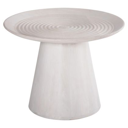 COFFEE TABLE ROUND ROSS HM9709 SOLID MANGO WOOD IN WHITE Φ60x45Hcm.