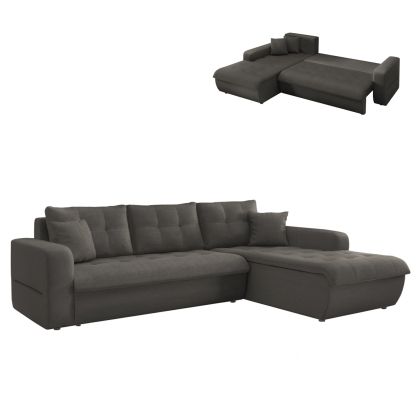 CORNER SOFABED RIGHT KANSO HM3338.01R GREY FABRIC 244x188x80Hcm.