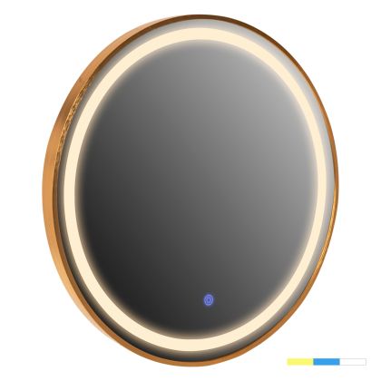 WALL MIRROR ROUNDER HM4503.30 ALUMINUM FRAME IN GOLDEN-LED LIGHTING Φ80cm.