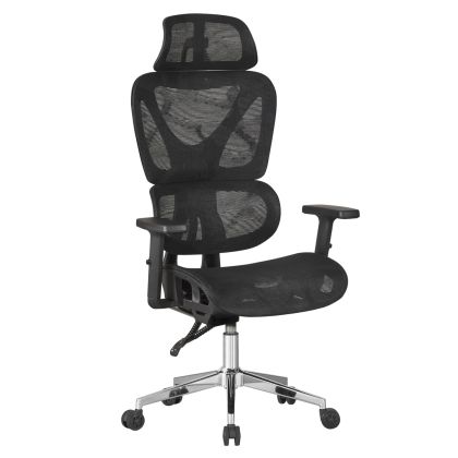 OFFICE CHAIR NOVAR HM1217.01 BLACK MESH FABRIC--CHROME BASE 51x49x129Hcm.