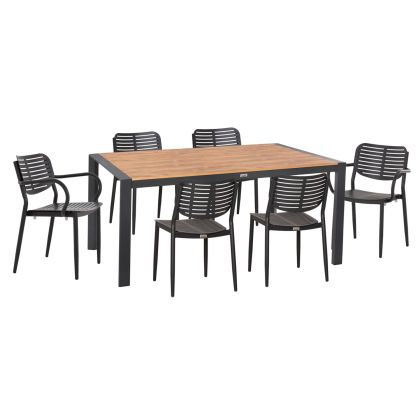 OUTDOOR DINING SET 7PCS HILLIARD HM10999.03 ANTHRACITE ALUMINUM-POLYWOOD