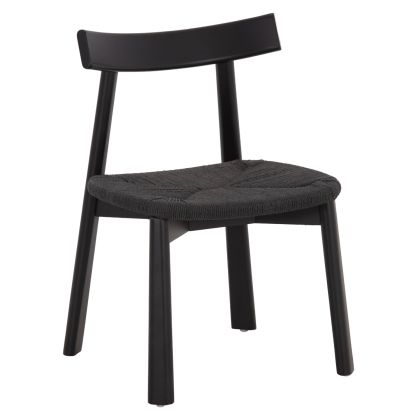 DINING CHAIR OSORIO HM18335.02 RUBBERWOOD & ROPE IN BLACK 51x55x74Hcm.