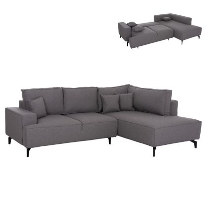 CORNER SOFA-BED WITH STORAGE SPACE SAFFIRA HM3303.01R GREY FABRIC 270x195x100Hcm.