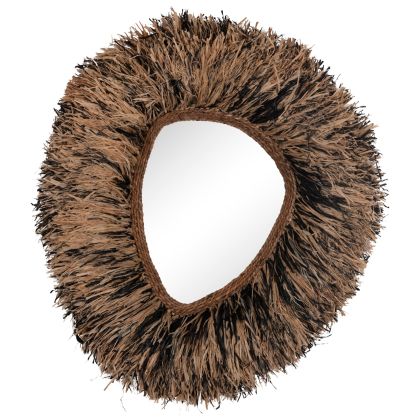 DECORATIVE WALL MIRROR GRESSO HM4712 BANANA FIBERS IN NATURAL-BLACK 90x100Hcm.
