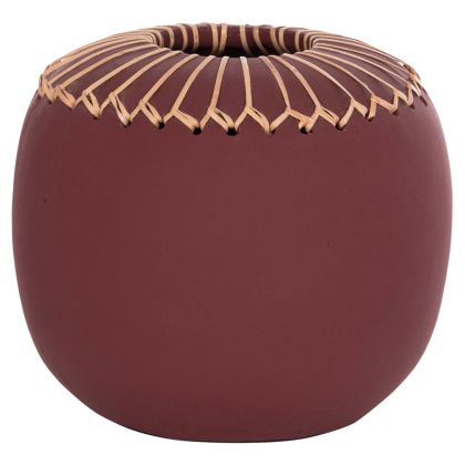 DECORATIVE TABLE VASE LENNOX HM4675.06L TERRACOTA IN MAROON RED--Φ22x20Hcm.