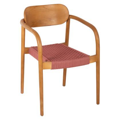 ARMCHAIR OSLO HM9636.06 TEAK WOOD IN NATURAL & ROPE--B'RATED 55x54x80Hcm.