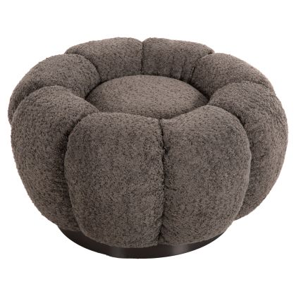 STOOL ROUND GRYMM HM9602.01 GREY BOUCLE-BLACK METAL BASE Φ60x31Hcm.