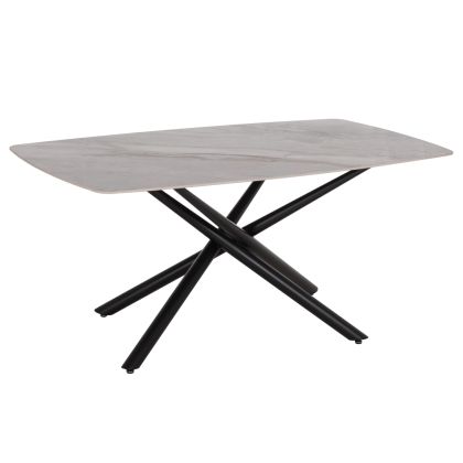 ISKA Dining Table 178 × 89 × 79 cm – White/Brown Marble
