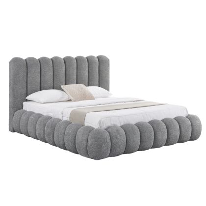 ΚΡΕΒΑΤΙ ΔΙΠΛΟ ΜΕ ΑΠΟΘ.ΧΩΡΟ BUBBLE SM727.01 ΓΚΡΙ CHENILLE ΥΦΑΣΜΑ--ΣΤΡΩΜΑ 160x200εκ