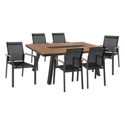 Set Dining Table 7pieces in grey color HM5235.02