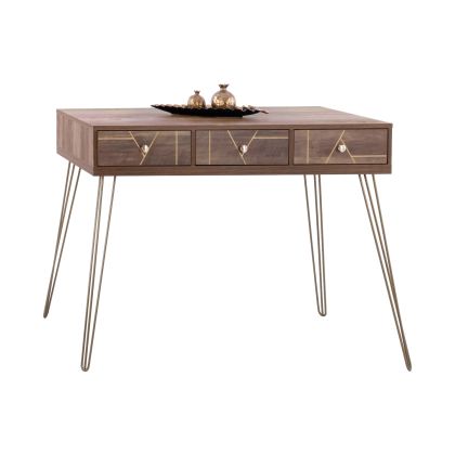 Console Kaitlyn HM8653 Walnut with Gold 120x55x79,5 cm.