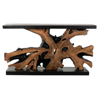 CONSOLE HM9356 SOLID TEAK NATURAL-BLACK 150X40X80H