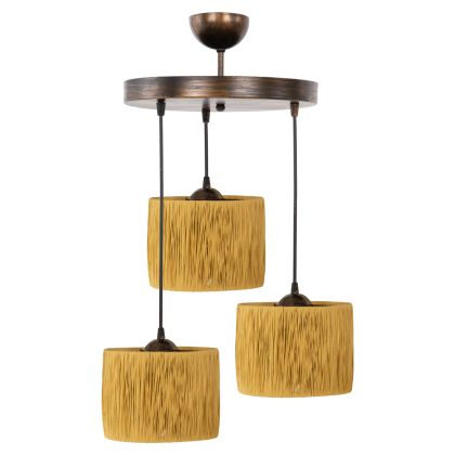 CEILING PENDANT 3-LIGHT HM7948.05 BEIGE-BRONZE Φ30x70Hcm.