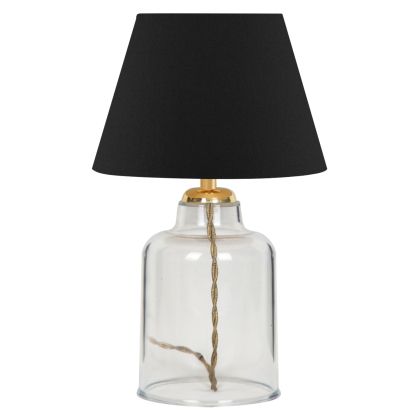 TABLE LAMP HM7583.02 BLACK CAP, TRANSPARENT BASE, GOLDEN PILLAR