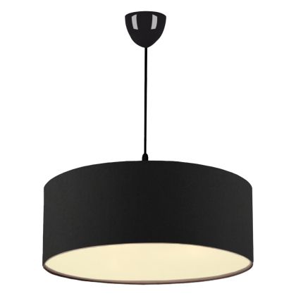 PENDANT CEILING LAMP HM7620.03 BLACK TEXTILE DRUM SHADE