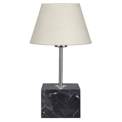 TABLE LAMP HM7594.01 CUBE BASE SILVER PILLAR ECRU CAP 13x13x43Hcm