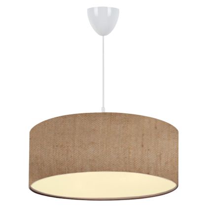 PENDANT CEILING LAMP HM7620.01 SANDY BEIGE TEXTILE DRUM SHADE