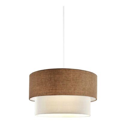 PENDANT CEILING LAMP HM7619.01 TWO-LAYER FABRIC DRUM, PLASTIC FRAME