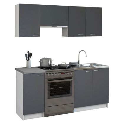 KITCHEN UNIT MAURICE ΗΜ2441.10 MELAMINE DARK GREY-WHITE 180x29,2-46cm.
