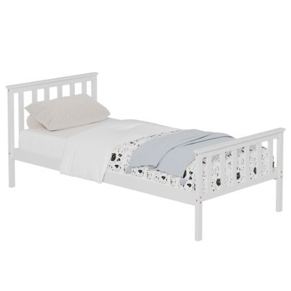 BED GIMLY HM675.03 SOLID PINE WOOD IN WHITE FOR MATTRESS 190x90cm.