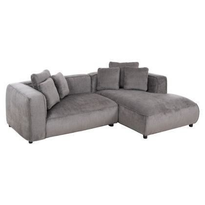 ЪГЛОВ ДИВАН 3 МЕСТА GRACE -  СИВ ДАМАС 252x105-160x70-90Hcm.