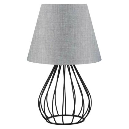TABLE LAMP HM7604.02 BLACK METAL BODY, LIGHT-GREY CAP FABRIC