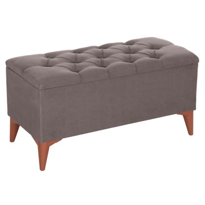 LONG STOOL-TRUNK STROL HM9261.01 GREY FABRIC QUILTED SEAT