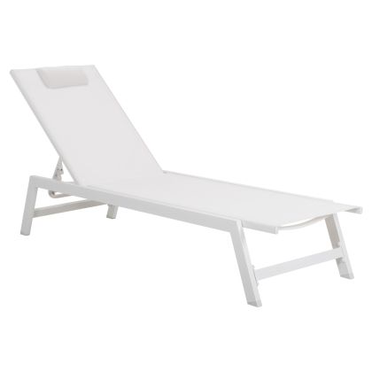 ALUMINUM SUNBED WITH HEADREST RABIA HM5982.01 IN WHITE 191,5x60x31Hcm.